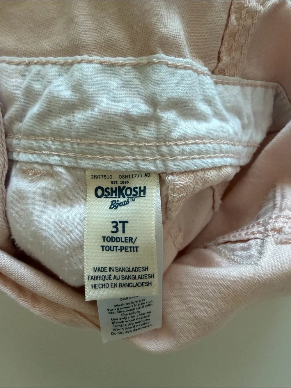 OshKosh B'gosh Girls 3T Light Pink Heart-Pocket Overalls with White Undershirt